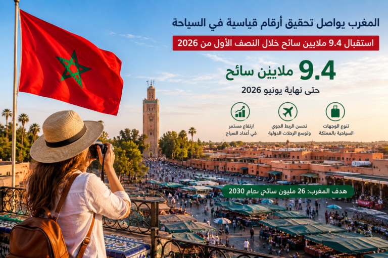 المغرب يواصل تحقيق أرقام قياسية في السياحة باستقبال 9.4 ملايين زائر خلال النصف الأول من 2026