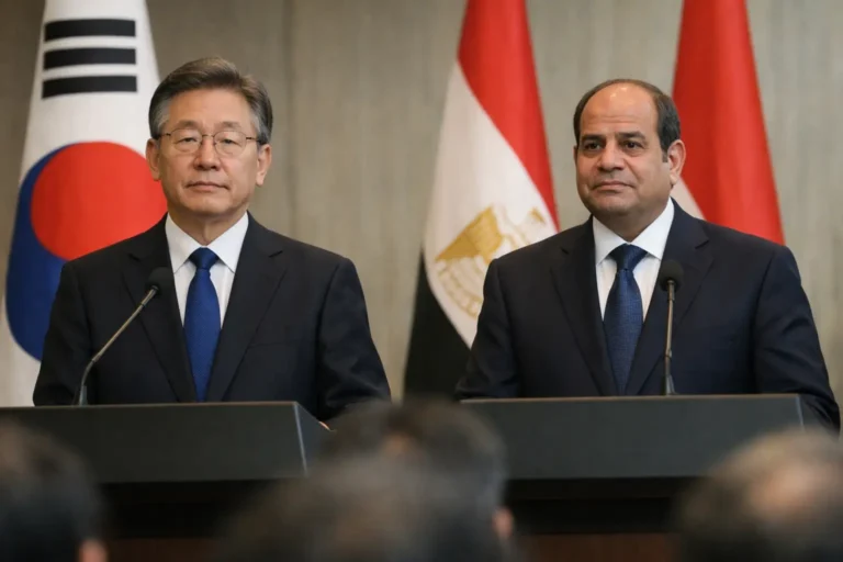 South Korean and Egyptian leaders at joint press conference