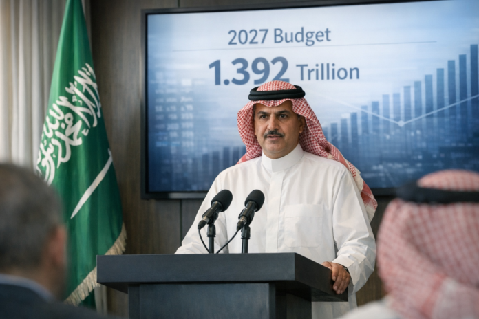 Saudi official presents 2027 budget at podium