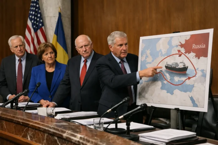 U.S. officials present map showing vessel route near Russia